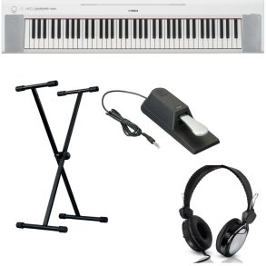 Yamaha NP-35 Bundle with Yamaha Sustain Pedal, X style and Headphones |White
