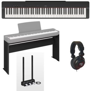 Yamaha P-225 Bundle with Yamaha Stand and Pedals | Headphones |Black