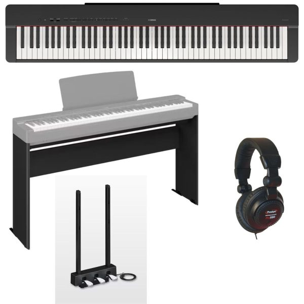 Yamaha P-225 Bundle with Yamaha Stand and Pedals | Headphones |Black