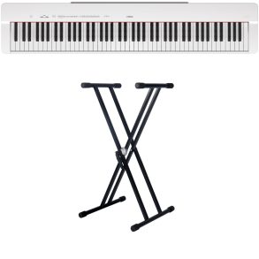 Yamaha P-225 Bundle | Economy | Double Braced Stand | White