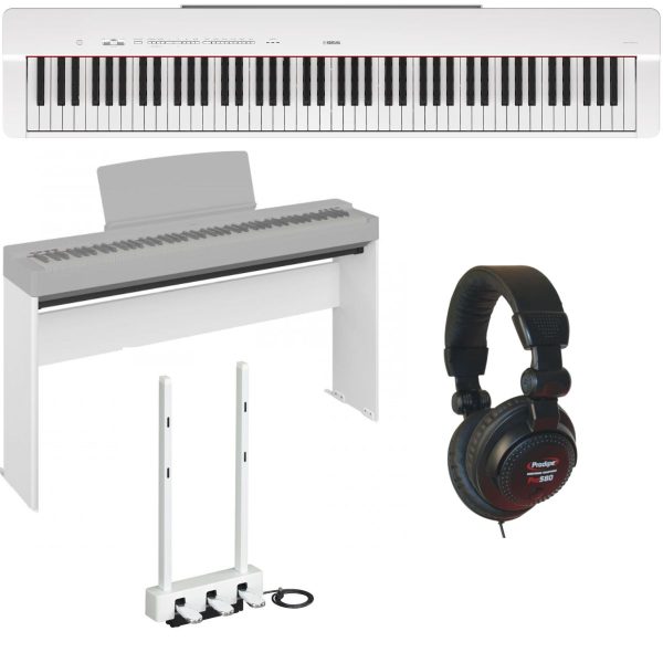 Yamaha P-225 Bundle | Yamaha Stand and Pedals | Headphones | White