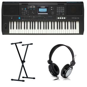 Yamaha PSR E473 Economy Bundle | Includes keyboard stand and headphones