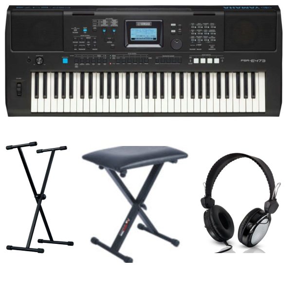 Yamaha PSR E473 Standard Bundle , Keyboard , Stand , Stool, Headphones