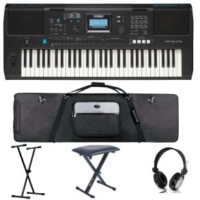 Yamaha PSR E473 Deluxe Bundle with Keyboard, Stool, Stand ,Headphones, Bag
