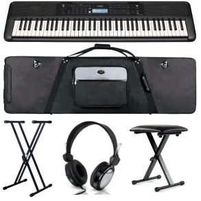 Yamaha PSR EW320-3 Deluxe Keyboard Bundle, Stand, Bench, Headphones, Gigbag