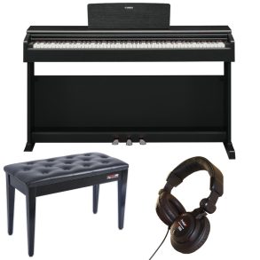 Yamaha YDP145 standard Bundle | with Piano Stool and Headphones | Black