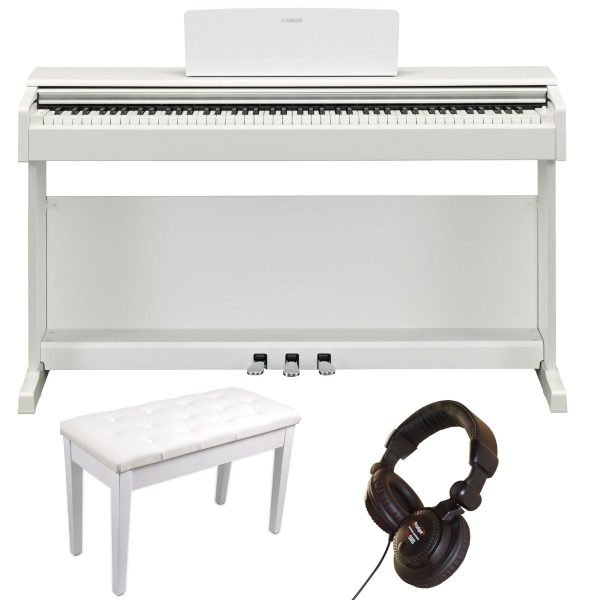 Yamaha YDP145 Standard Bundle| Piano Stool and Headphones | White