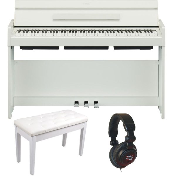 Yamaha YDPS35 Standard Bundle | Piano Stool and Headphones | White