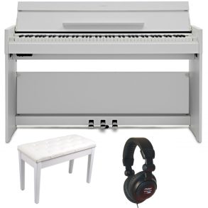 Yamaha YDPS55 Standard Bundle | Piano Stool and Headphones | White