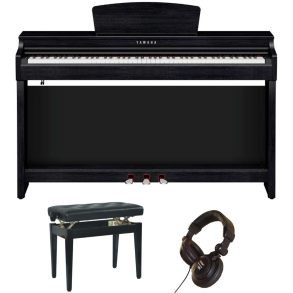 Yamaha CLP725 Piano Deluxe Bundle with Adjustable stool and Headphones | Black
