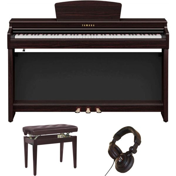 Yamaha CLP725 Piano Deluxe Bundle | Adjustable stool and Headphones | Rosewood