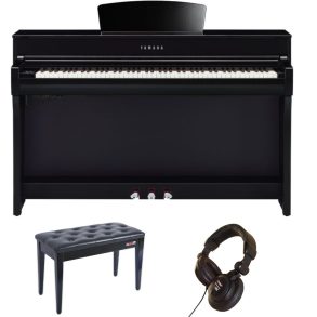 Yamaha CLP735 Piano Bundle with Stool and Headphones | Polished Ebony