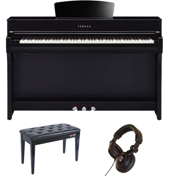 Yamaha CLP735 Piano Bundle with Stool and Headphones | Polished Ebony