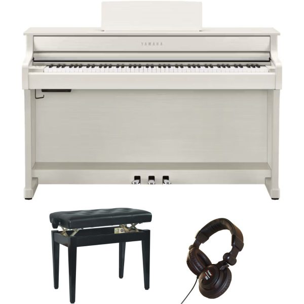 Yamaha CLP835 Deluxe Piano Bundle | Adjustable stool and Headphones |White-Birch