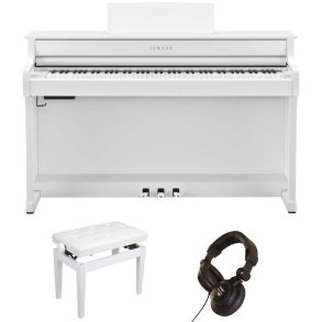 Yamaha CLP835 Deluxe Piano Bundle | Adjustable stool and Headphones | White