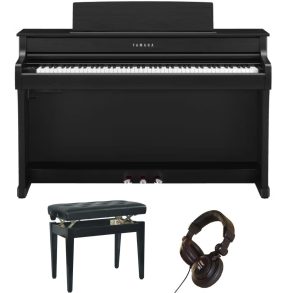 Yamaha CLP845 Deluxe Piano Bundle | Adjustable stool and Headphones |Black