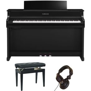 Yamaha CLP845 Deluxe Piano Bundle | Adjustable stool and Headphones |Pol Ebony