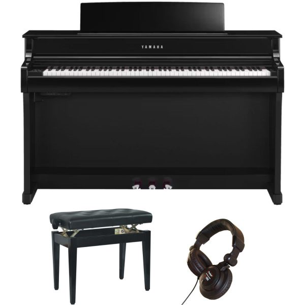 Yamaha CLP845 Deluxe Piano Bundle | Adjustable stool and Headphones |Pol Ebony