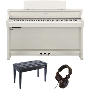 Yamaha CLP845 Piano Bundle with Stool and Headphones | White Birch