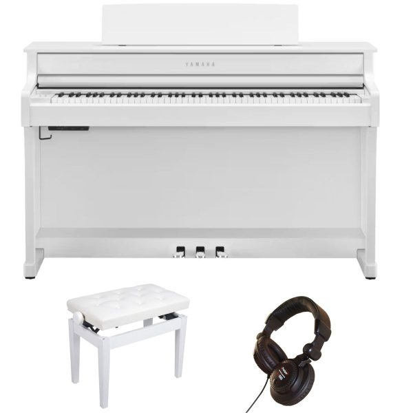 Yamaha CLP845 Deluxe Piano Bundle with Adjustable stool and Headphones | White