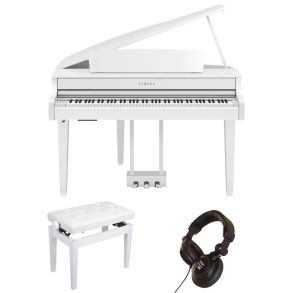 Yamaha CLP865 Deluxe Piano Bundle | Adjustable stool | Headphones | Polished White