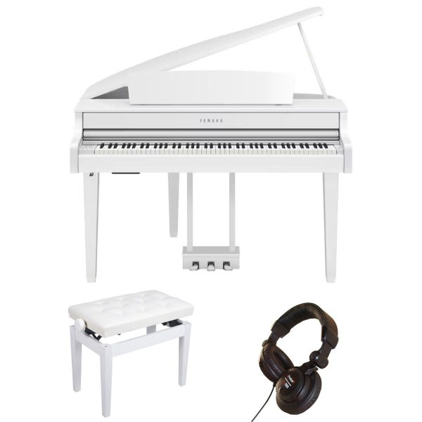 Yamaha CLP865 Deluxe Piano Bundle | Adjustable stool | Headphones | Polished White