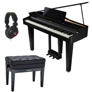 Roland GP-3 | Slimline Grand style Piano Bundle, Stool, Headphones | Polished Ebony