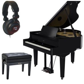 Roland GP-9 Flagship Grand style Piano Bundle with stool, headphones |Polished Ebony