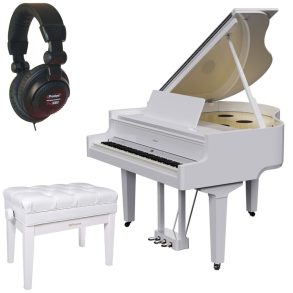Roland GP-9 Flagship Grand style Piano Bundle, stool, headphones | Polished White