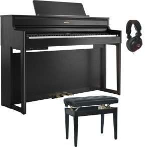 Roland HP704 Digital Piano Bundle with Stool, Headphones | Charcoal Black
