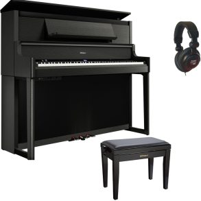 Roland LX9 Flagship Digital Piano Bundle with Stool and Headphones | Charcoal Black