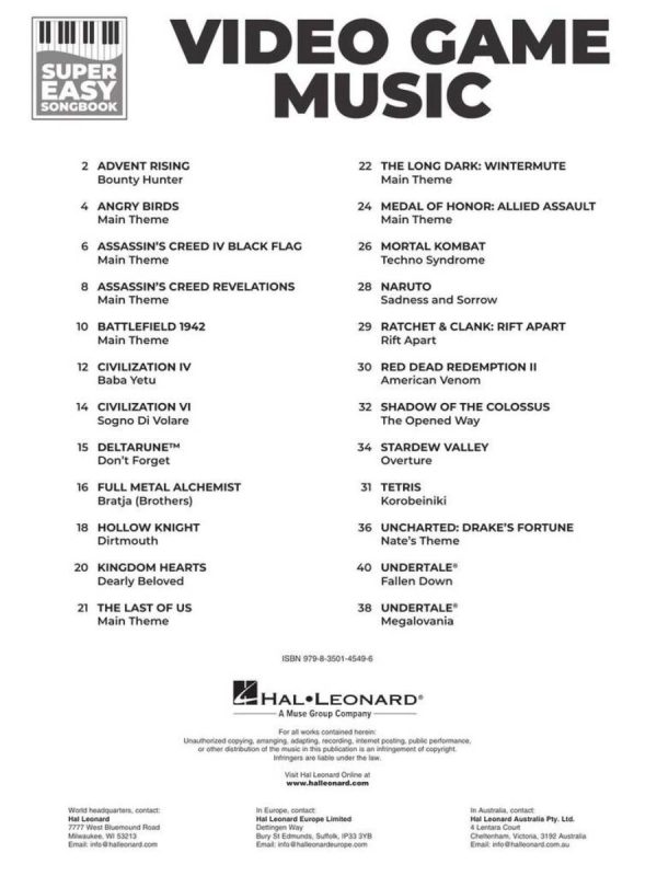 Video Game Music | Super Easy Songbook | 24 Titles | Piano Solo - Image 7