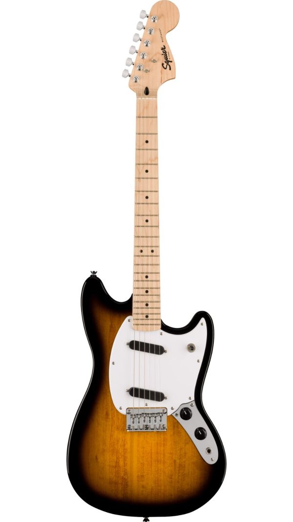 Squier Sonic® Mustang®, Maple Fingerboard, White Pickguard, 2-Color Sunburst
