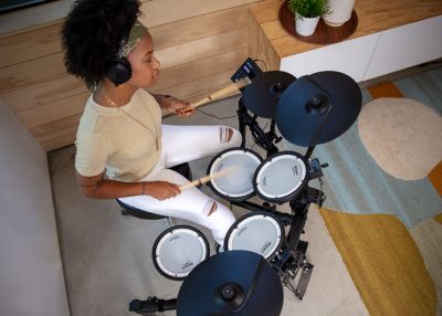 Roland TD07KV-B1 | Drum Kit Bundle | Stool, Bass Drum Pedal, Headphones, sticks | Waltons Music Roland TD07KV-B2 | Deluxe Drum Kit Bundle | Stool, Bass Drum Pedal, Headphones, sticks