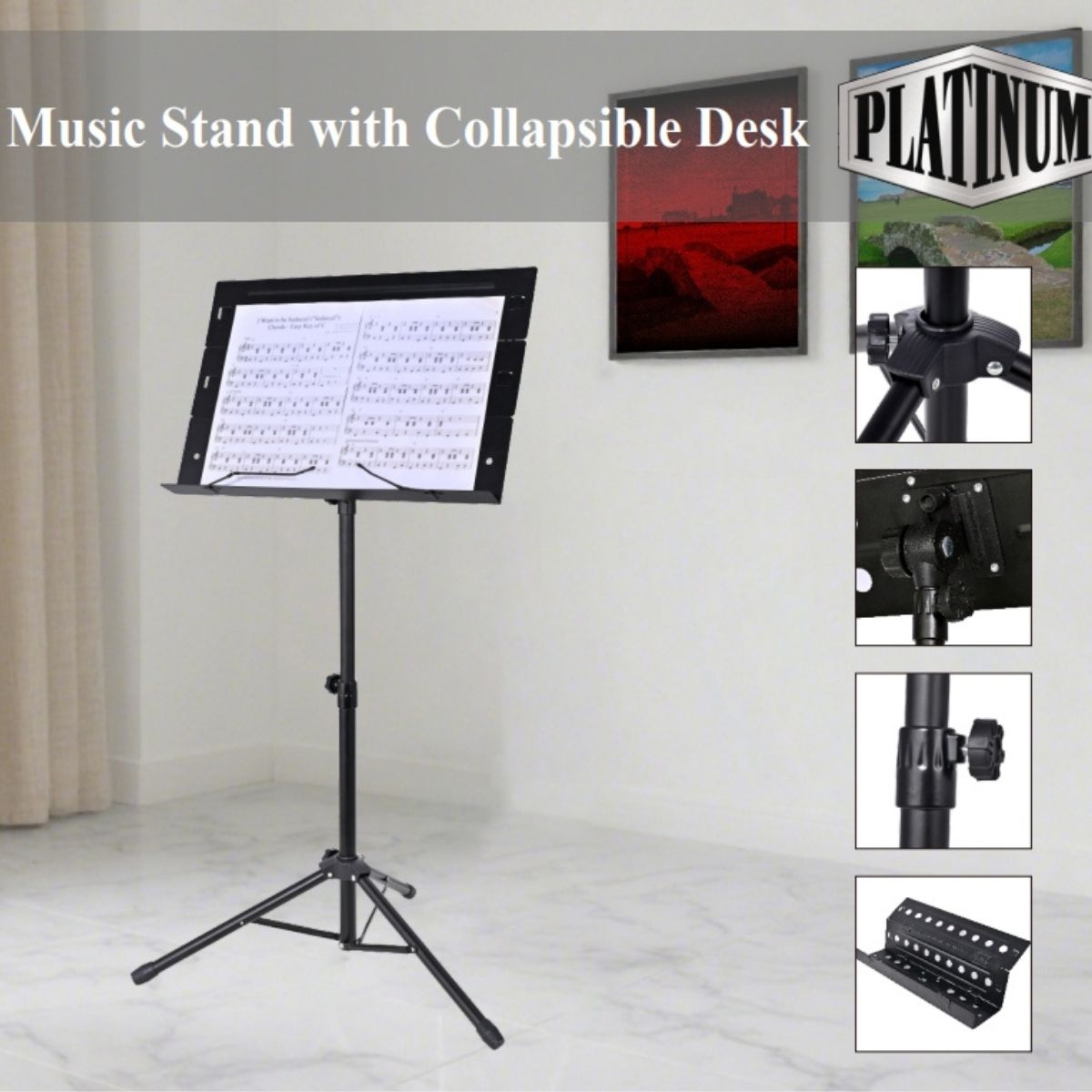 Platinum PSM120 collapsible conductor style stand | Portable | Waltons Music Platinum PSM120 collapsible conductor style stand | Portable