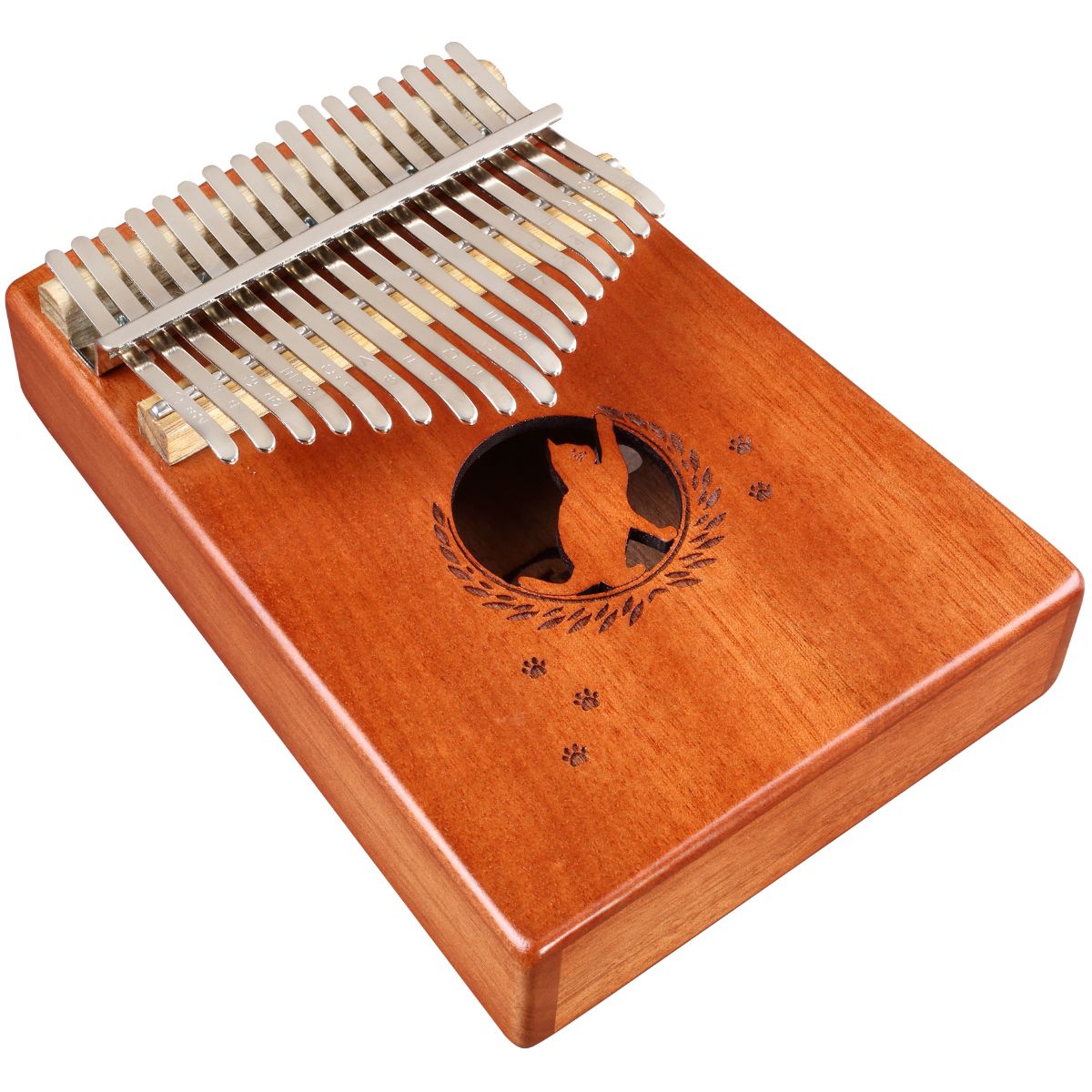 Waltons WK-173C Kalimba | Mahogany body | 17 keys | Wood with Cat theme | Waltons Music Waltons WK-173C Kalimba | Mahogany body | 17 keys | Wood with Cat theme - Image 2