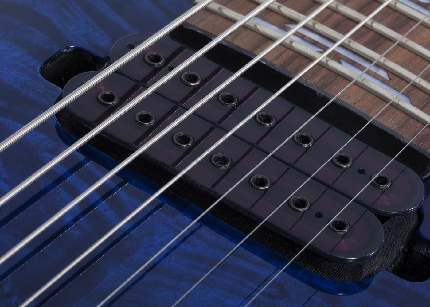 Schecter SCH2458 Omen Elite7 String Electric| See-thru Blue Burst | Waltons Music Schecter SCH2458 Omen Elite7 String Electric| See-thru Blue Burst - Image 2