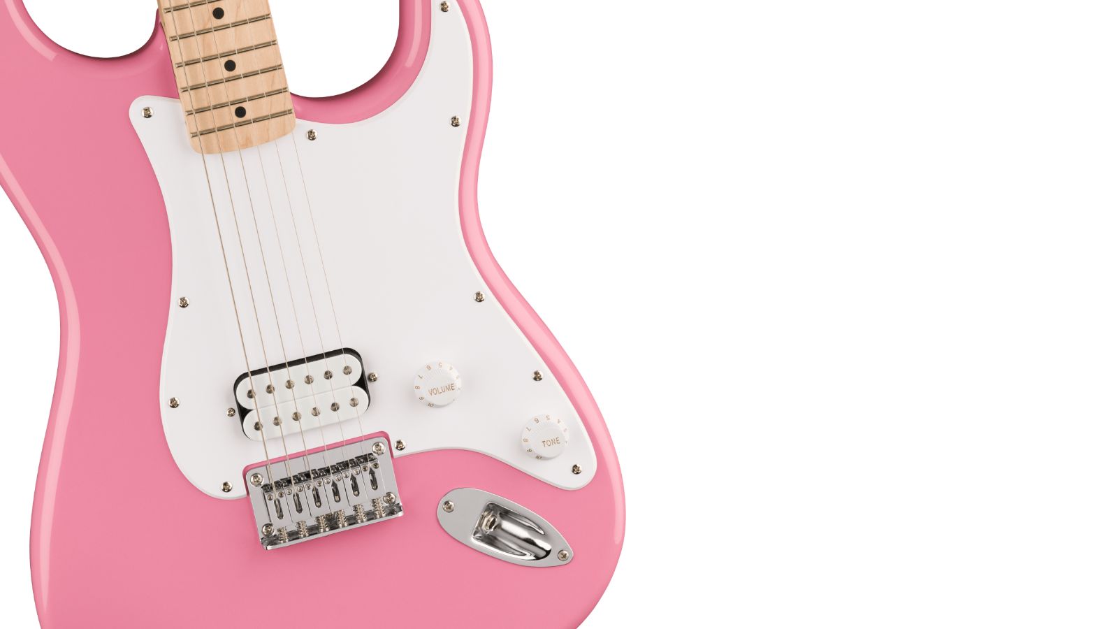Squier Sonic® Stratocaster® HT H, Maple Fingerboard, White Pickguard, Flash Pink | Waltons Music Squier Sonic® Stratocaster® HT H, Maple Fingerboard, White Pickguard, Flash Pink - Image 5