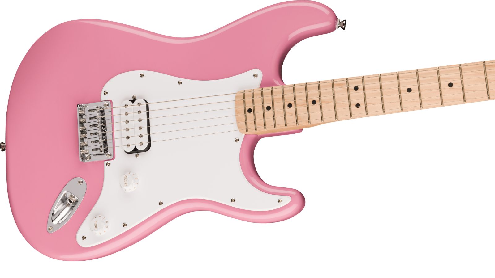 Squier Sonic® Stratocaster® HT H, Maple Fingerboard, White Pickguard, Flash Pink | Waltons Music Squier Sonic® Stratocaster® HT H, Maple Fingerboard, White Pickguard, Flash Pink - Image 4