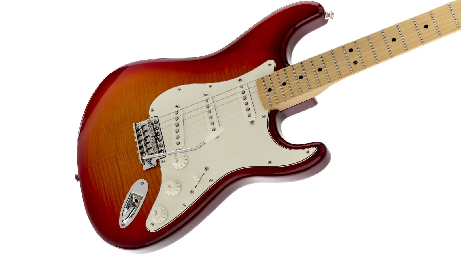 Fender Standard Stratocaster® | Plus Top | Maple Fingerboard | Aged Cherry Burst | Waltons Music Fender Standard Stratocaster® | Plus Top | Maple Fingerboard | Aged Cherry Burst - Image 4