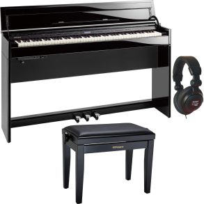 Roland DP-603 | slimline digital Piano Bundle with Stool and Headphones | Polished Ebony