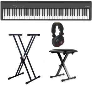 Roland FP30X-1 | Piano Bundle with X style Stand, Bench and Prodipe Quality Headphones | Black