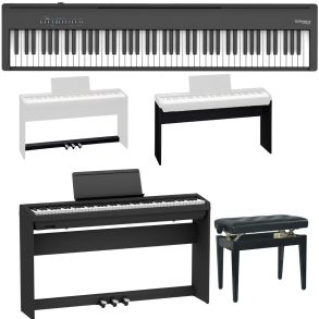 Roland FP30X-BK-2 | Piano Bundle with Roland Stand and Pedals, Adjustable stool | Black