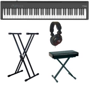 Roland FP30X-BK-3 | Piano Bundle with X style Stand, Bench and Headphones | Black