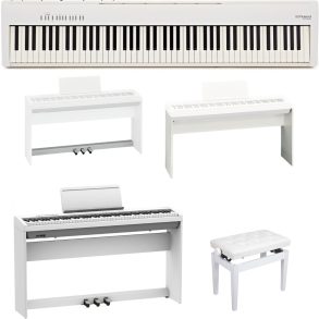 Roland FP30X-WH-2 | Piano Bundle with Roland Stand and Pedals, Adjustable stool | White