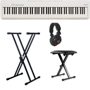 Roland FP30X-1 | Piano Bundle with X style Stand, Bench and Prodipe Quality Headphones | White
