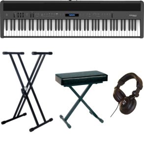 Roland FP60X-1 | Piano Bundle with X style Stand, Padded Bench and Headphones | Black