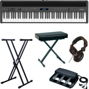 Roland FP60X-2 | Piano Bundle with X Stand, Bench, 3 Pedals, and Headphones | Black
