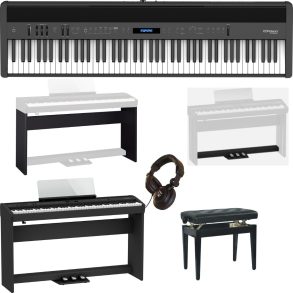 Roland FP60X-BK-3 | Piano Bundle with Roland Stand and Pedals, Bench, Headphones | Black
