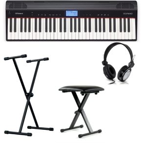 Roland GO61P | 61 Key Piano Bundle | with Stand, Bench and Headphones